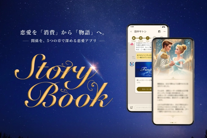 恋愛を「消費」から「物語」へと深めるコンセプトの「Story Book」アプリUI