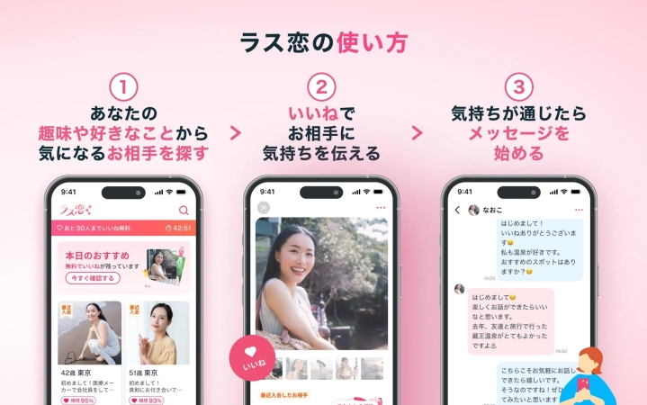 ラス恋の利用方法を説明するアプリ画面