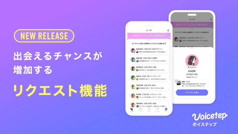 Voicetepの新機能「リクエスト機能」を紹介する画像