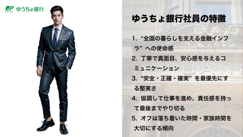 JP BANK ゆうちょ銀行 ゆうちょ銀行社員の特徴